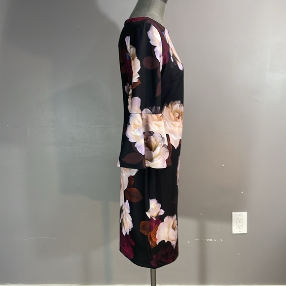 Calvin Klein size 10 bell sleeve floral stretchy sheath dress - Picture 5 of 17
